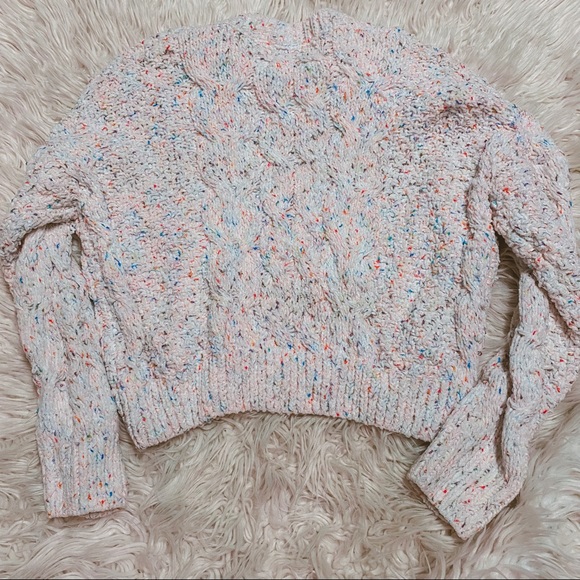 ❌SOLD❌Knit cream confetti colorful crop sweater xl - Picture 6 of 6